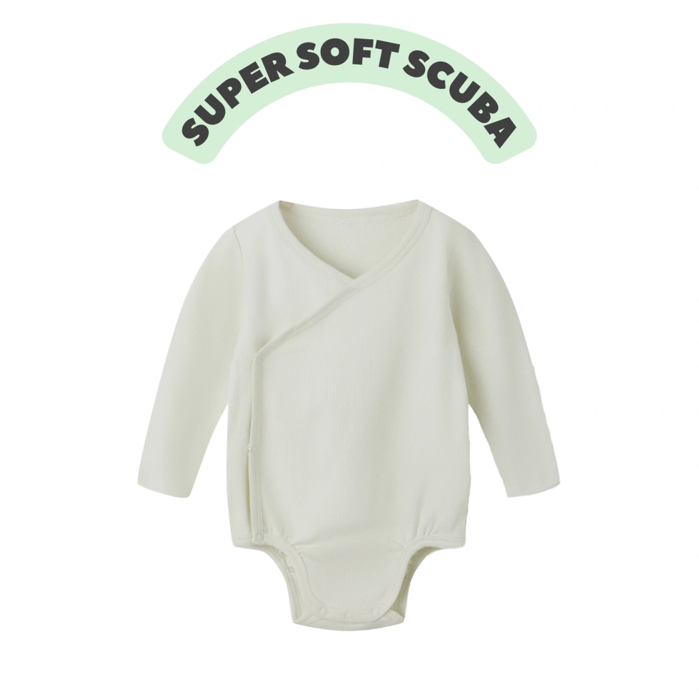 Plant-dyed organic cotton baby unisex long sleeve kimono bodysuit