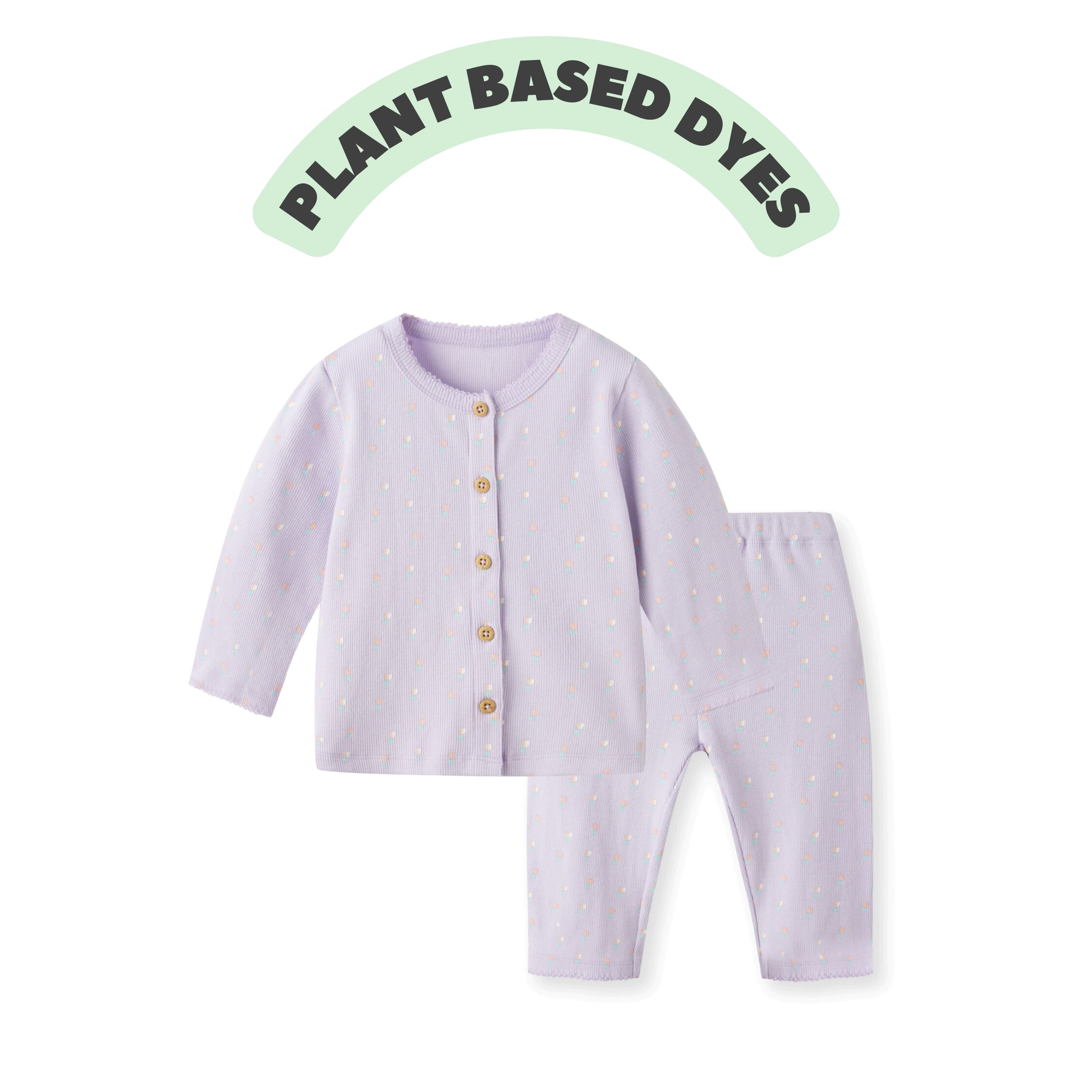 Plant-dyed baby girl ribbed set