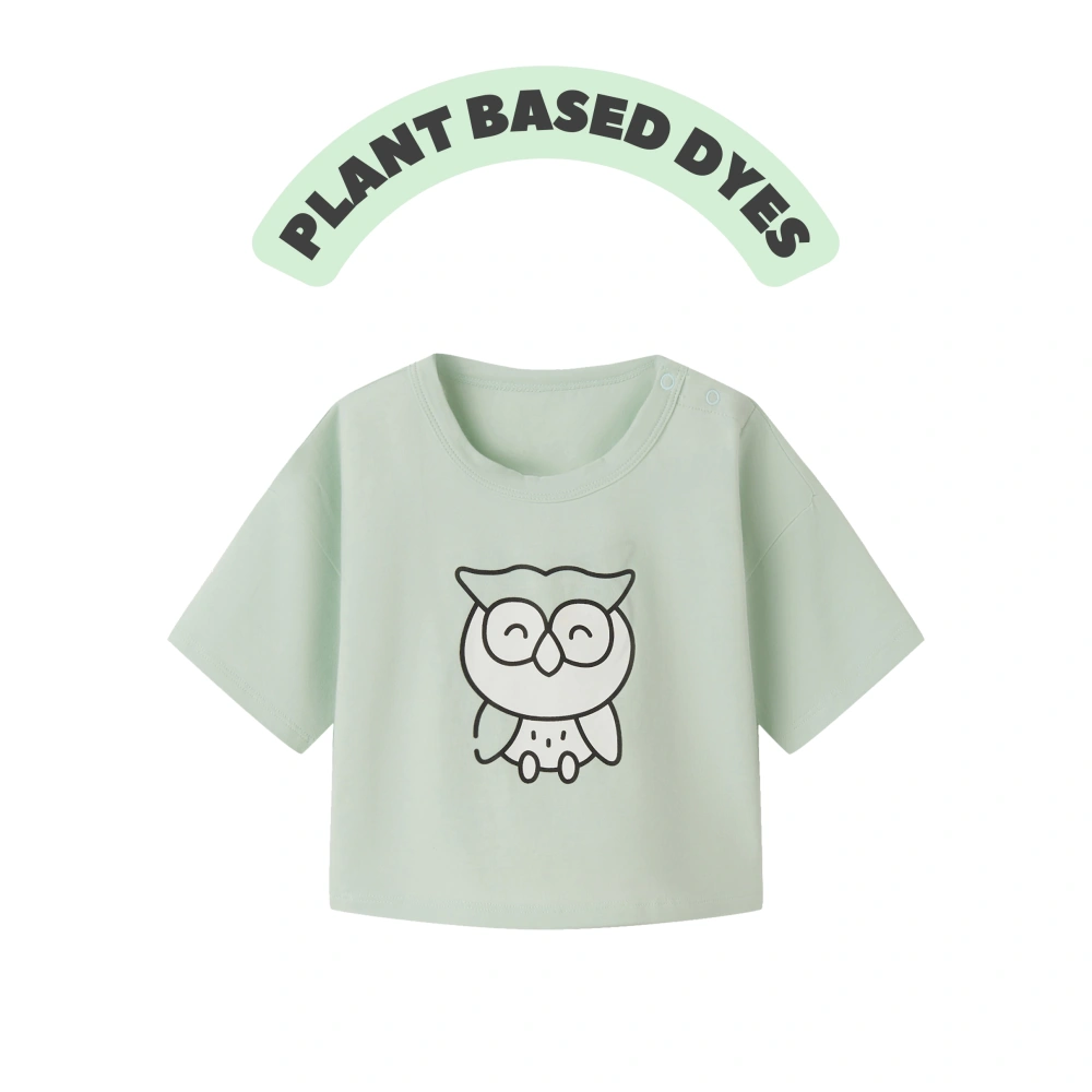 Baby Owl Print Drop Shoulder Tee