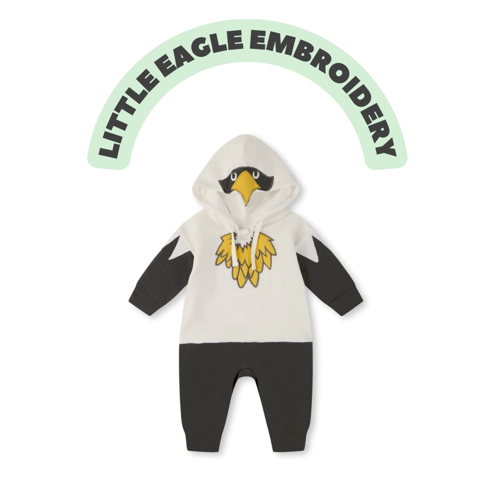 Senseng organic cotton baby eagle costume romper with hood and wing sleeves