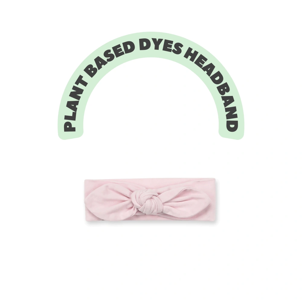 Plant-dyed organic cotton baby headband for newborn to 24 months.