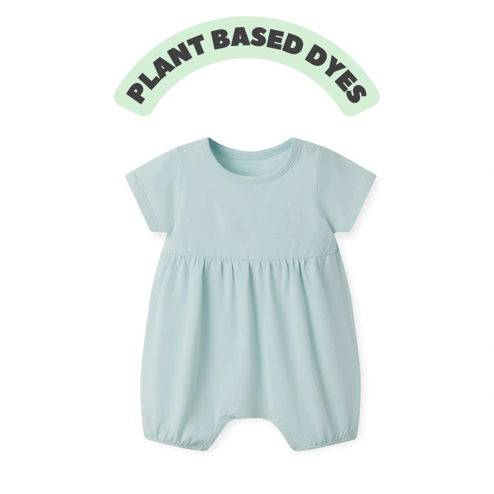 Organic cotton baby romper unisex short sleeve, plant-dyed eco-friendly infant romper