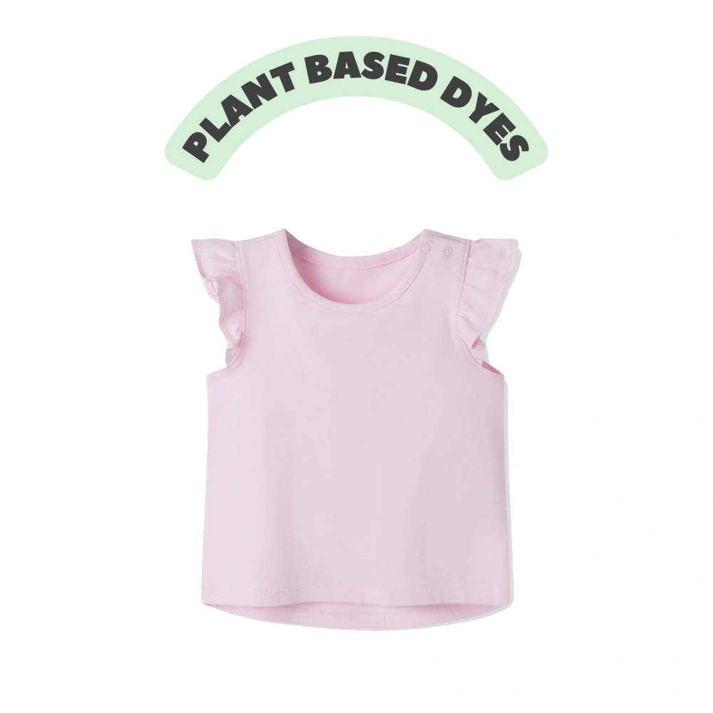 Organic cotton plant-dyed baby girl ruffle short-sleeve tee by SENSENG