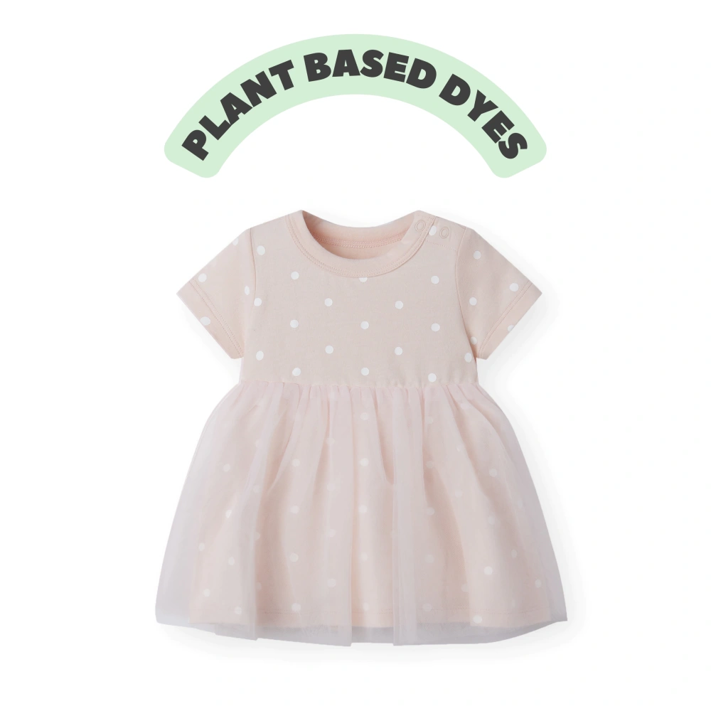 GOTS-certified organic cotton baby dress with plant-based dyes