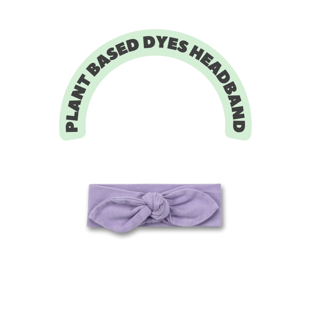 Plant-dyed organic cotton baby headband for newborn to 24 months.
