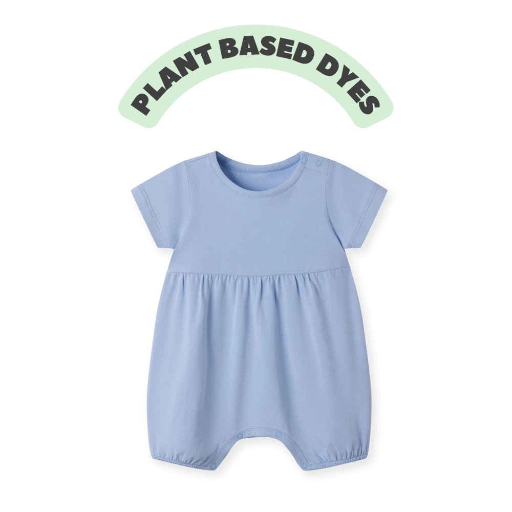 Organic cotton baby romper unisex short sleeve, plant-dyed eco-friendly infant romper