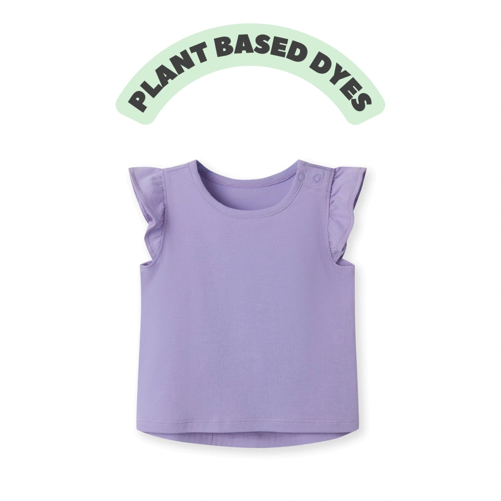 Organic cotton plant-dyed baby girl ruffle short-sleeve tee by SENSENG