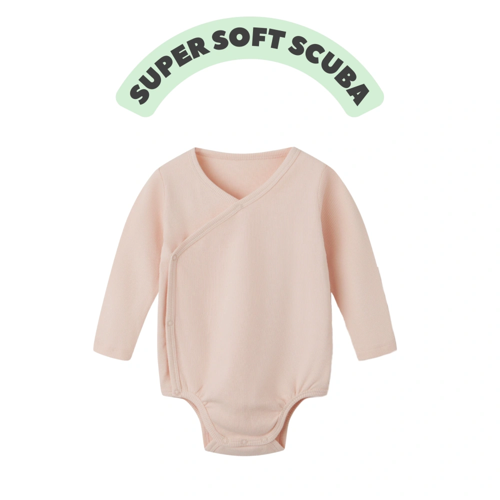 Plant-dyed organic cotton baby unisex long sleeve kimono bodysuit