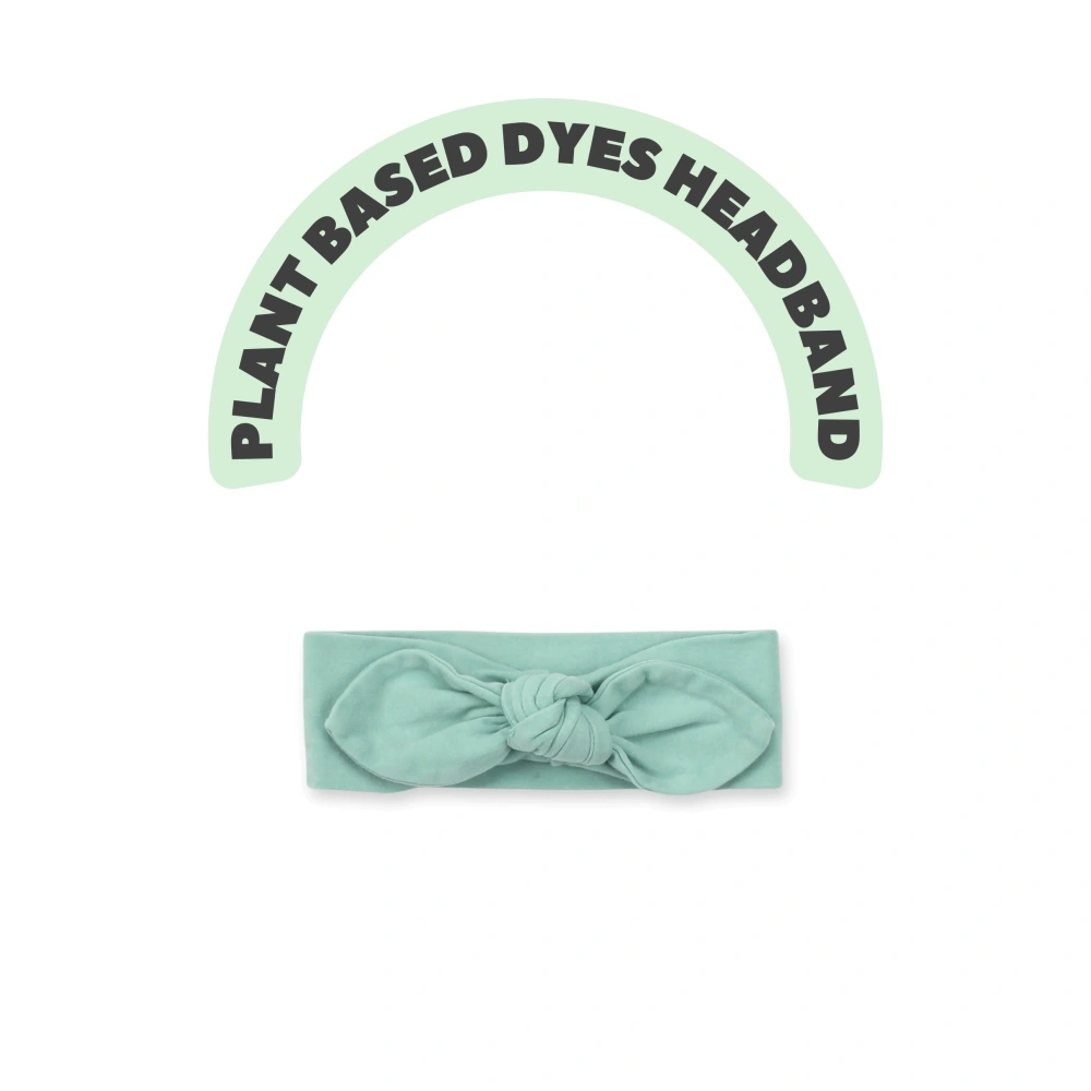 Plant-dyed organic cotton baby headband for newborn to 24 months.