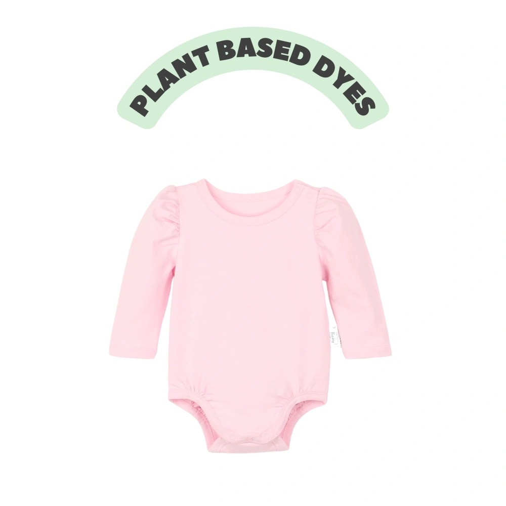 Plant-dyed organic cotton baby girl bubble long sleeve onesie