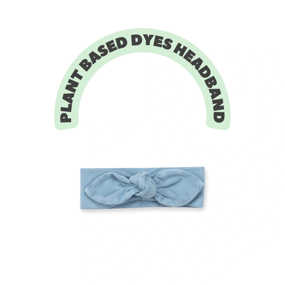 Plant-dyed organic cotton baby headband for newborn to 24 months.