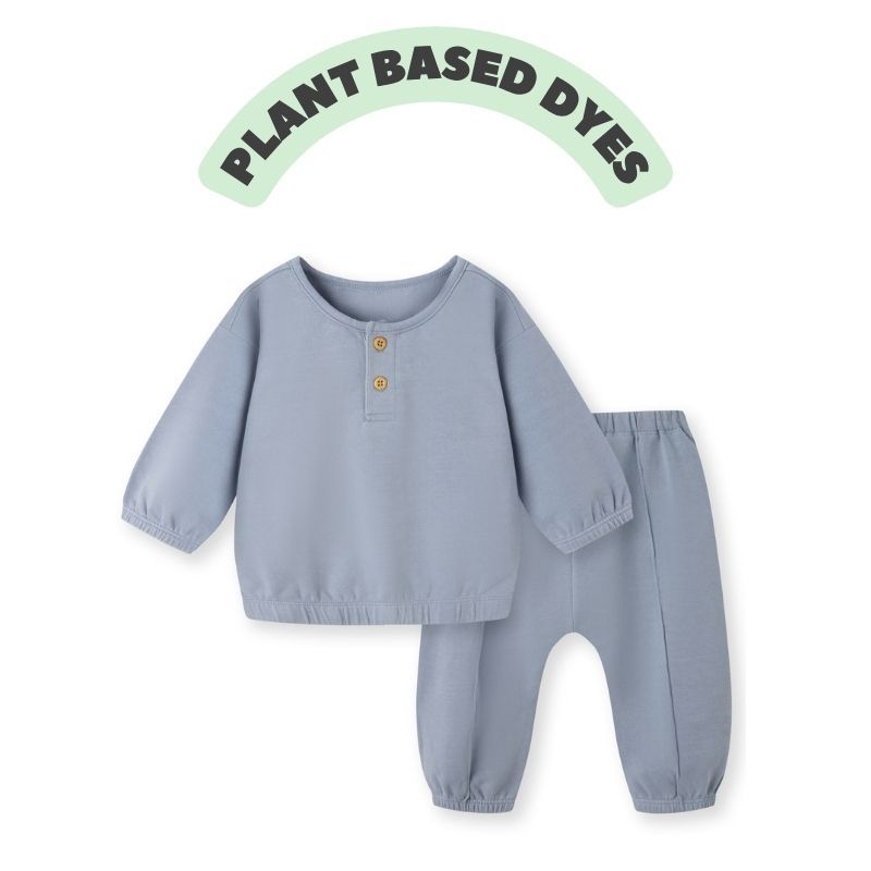Plant dyed organic cotton baby sweatshirt set (sweatshirt+jogger pants)