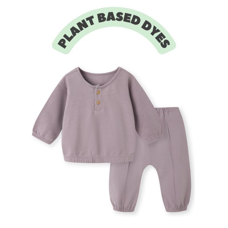 Plant dyed organic cotton baby sweatshirt set (sweatshirt+jogger pants)