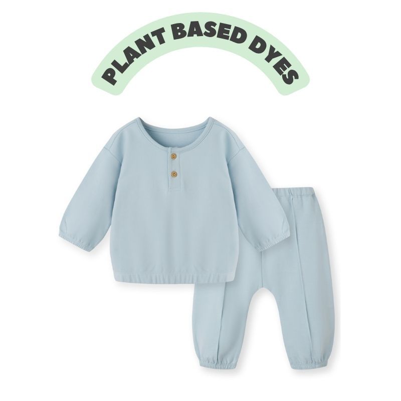Plant dyed organic cotton baby sweatshirt set (sweatshirt+jogger pants)
