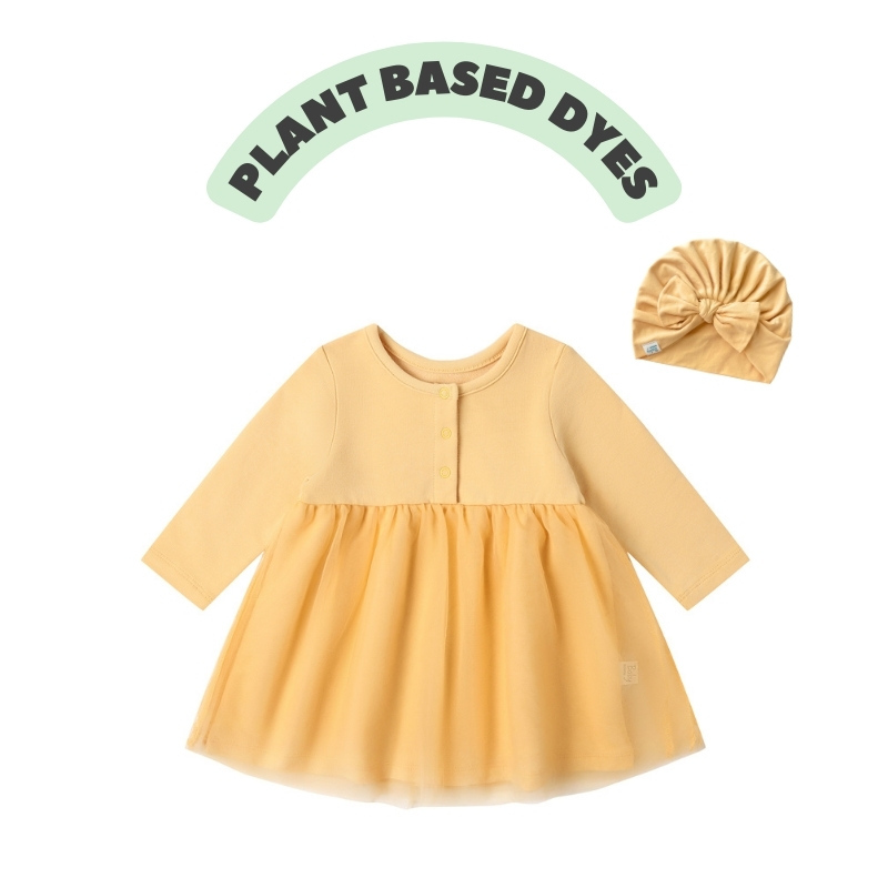 Baby Girl French Terry Long Sleeve Dress+ Turan Hat Set