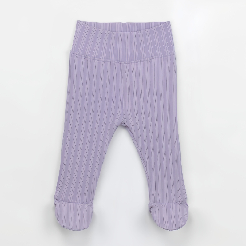 Slip-on Long Sleeve Baby Ribbed Onesie + Footed Pants Set