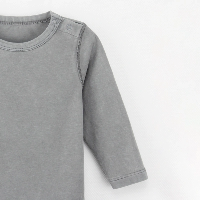 Senseng Plant-dyed organic-cotton long sleeve button baby romper (K1230820)