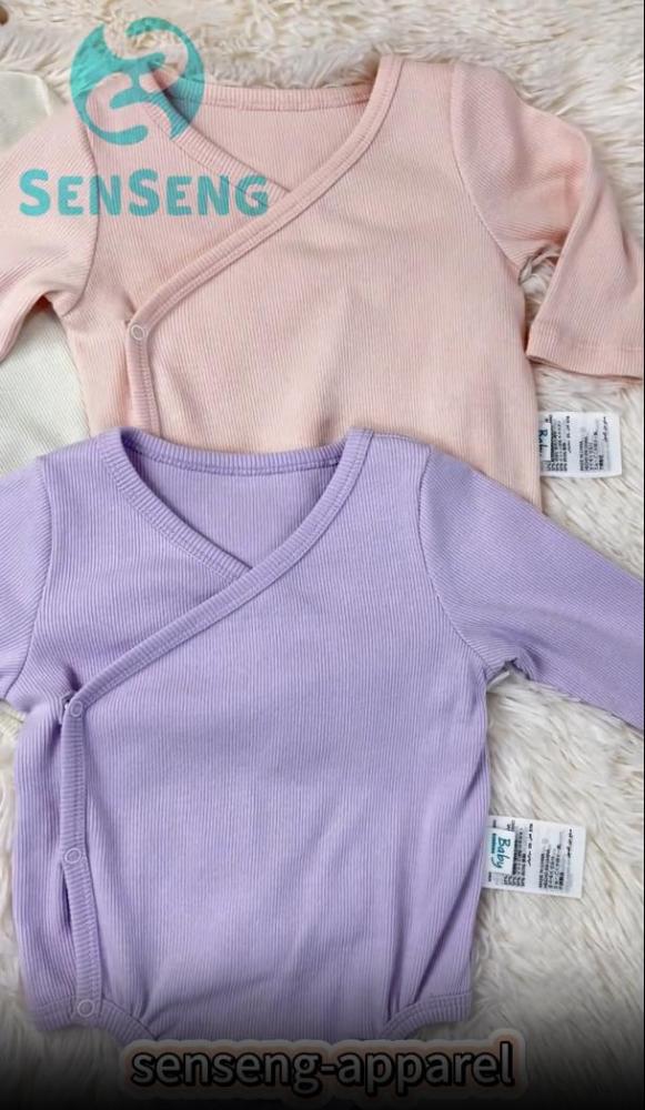 Plant-dyed organic cotton baby unisex long sleeve kimono bodysuit