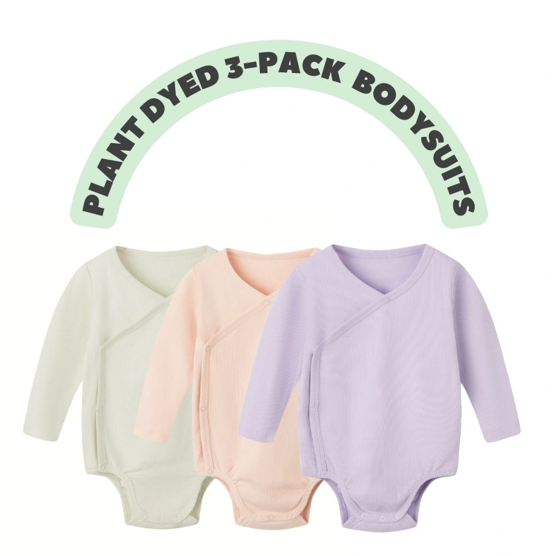 Baby Unisex Long Sleeve Kimono 3-Pack Bodysuits