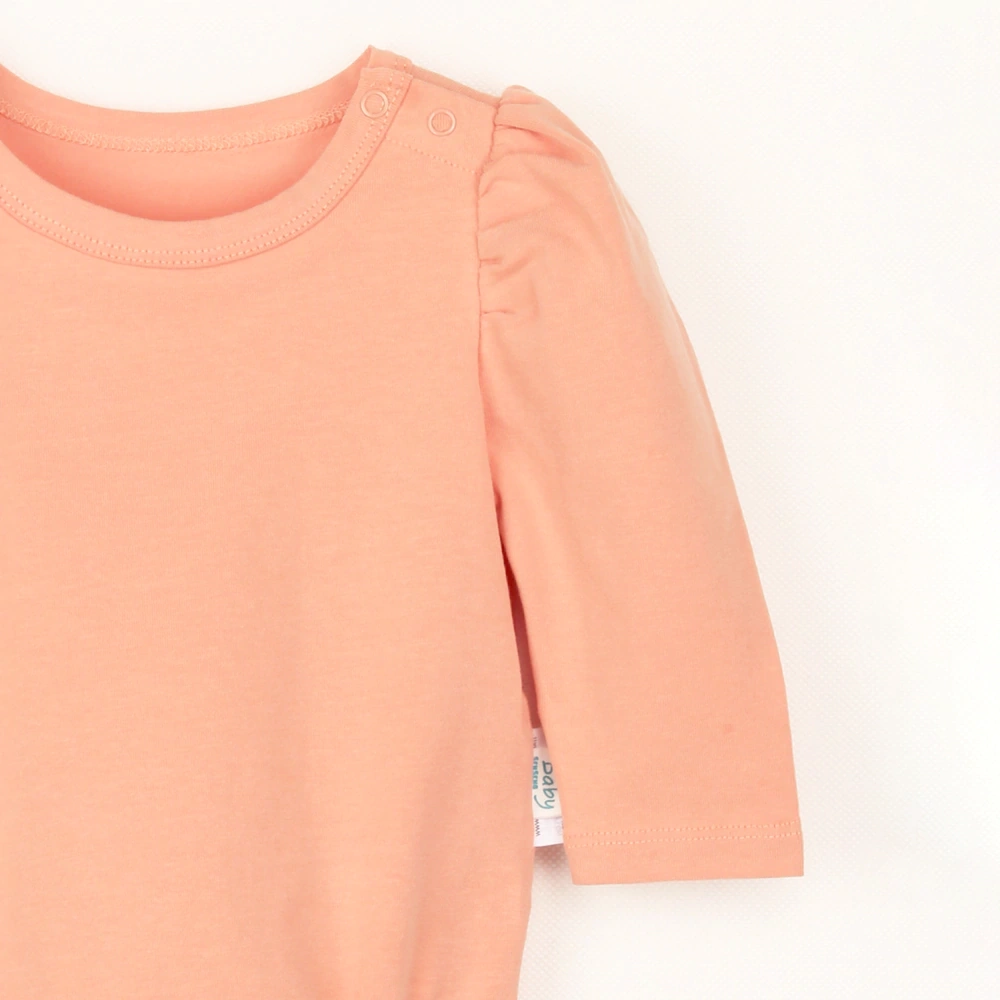 Plant-dyed organic cotton baby girl bubble long sleeve onesie