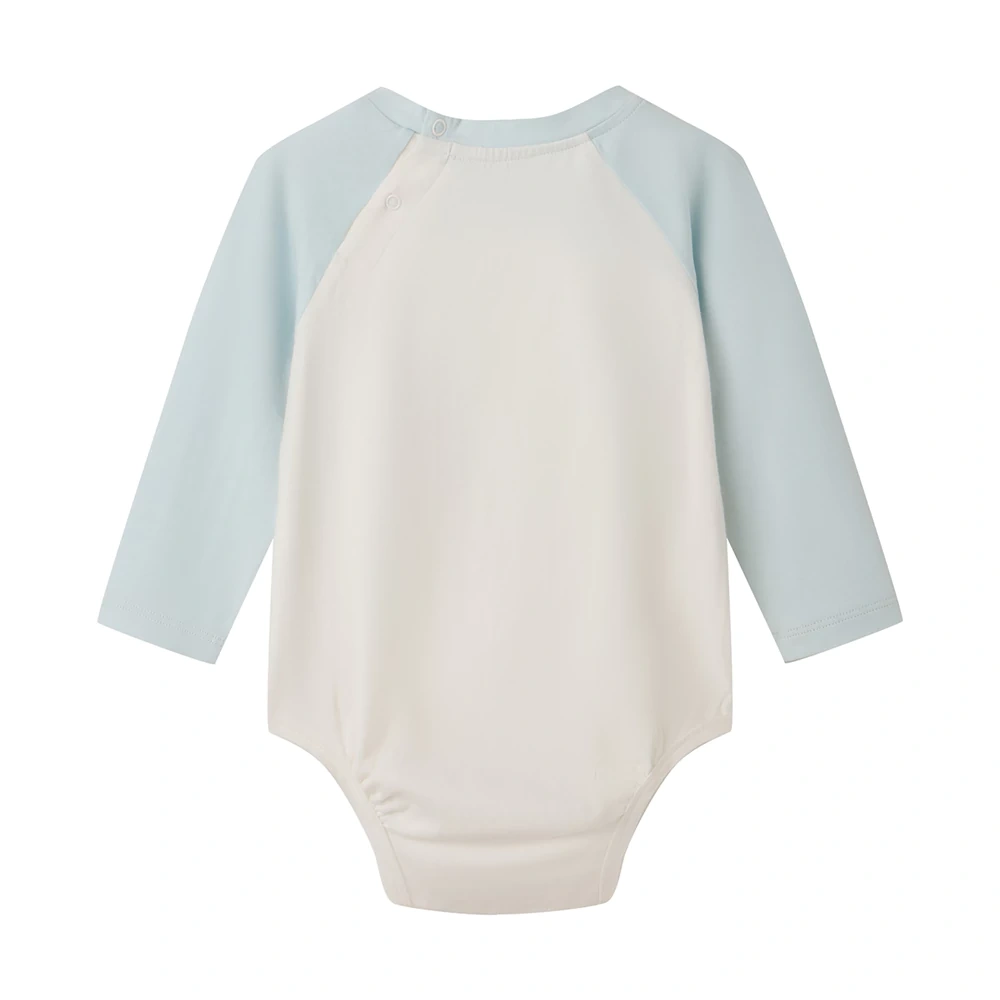 Baby Xmas dog long-sleeve bodysuit in plant-dyed organic cotton yarn