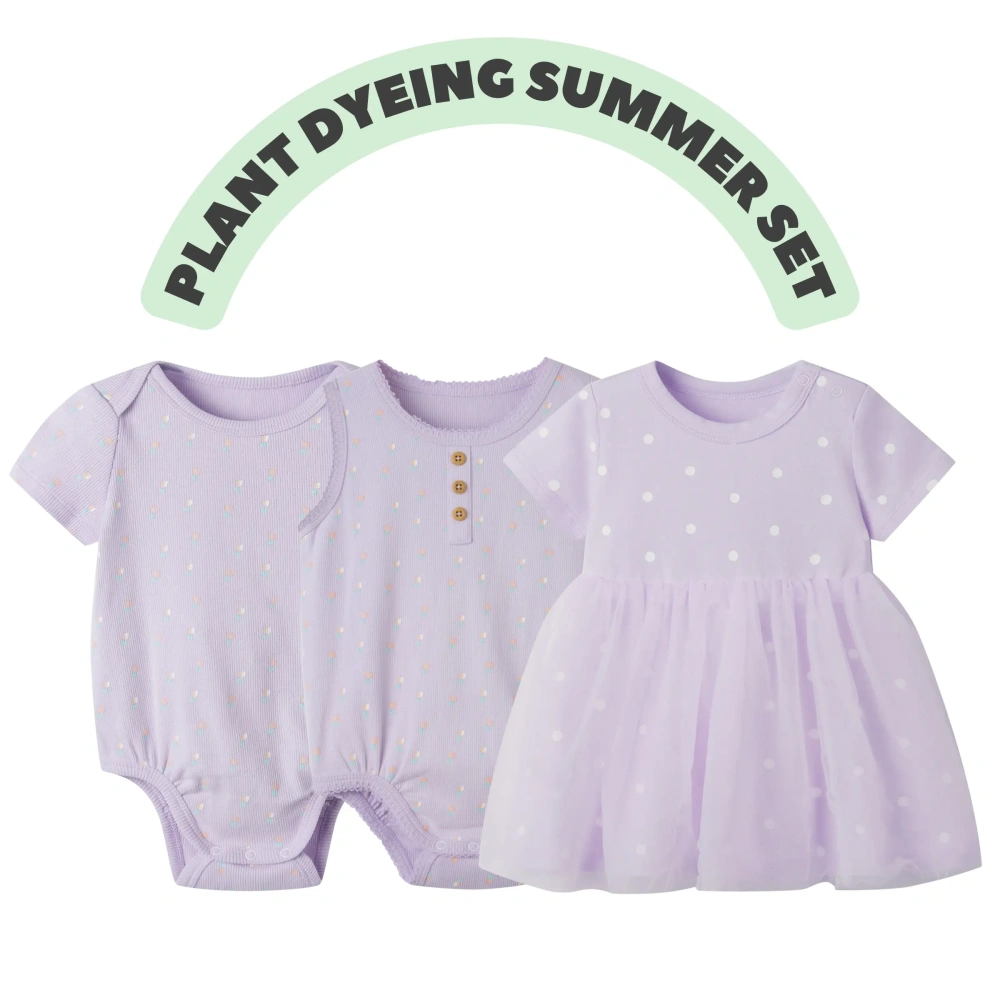 Senseng organic cotton baby bodysuit with plant-based dyes – unisex slip-on short sleeve