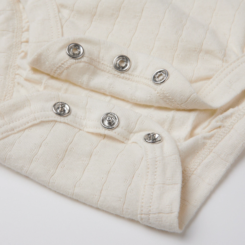 Close-up of airy pointelle knit