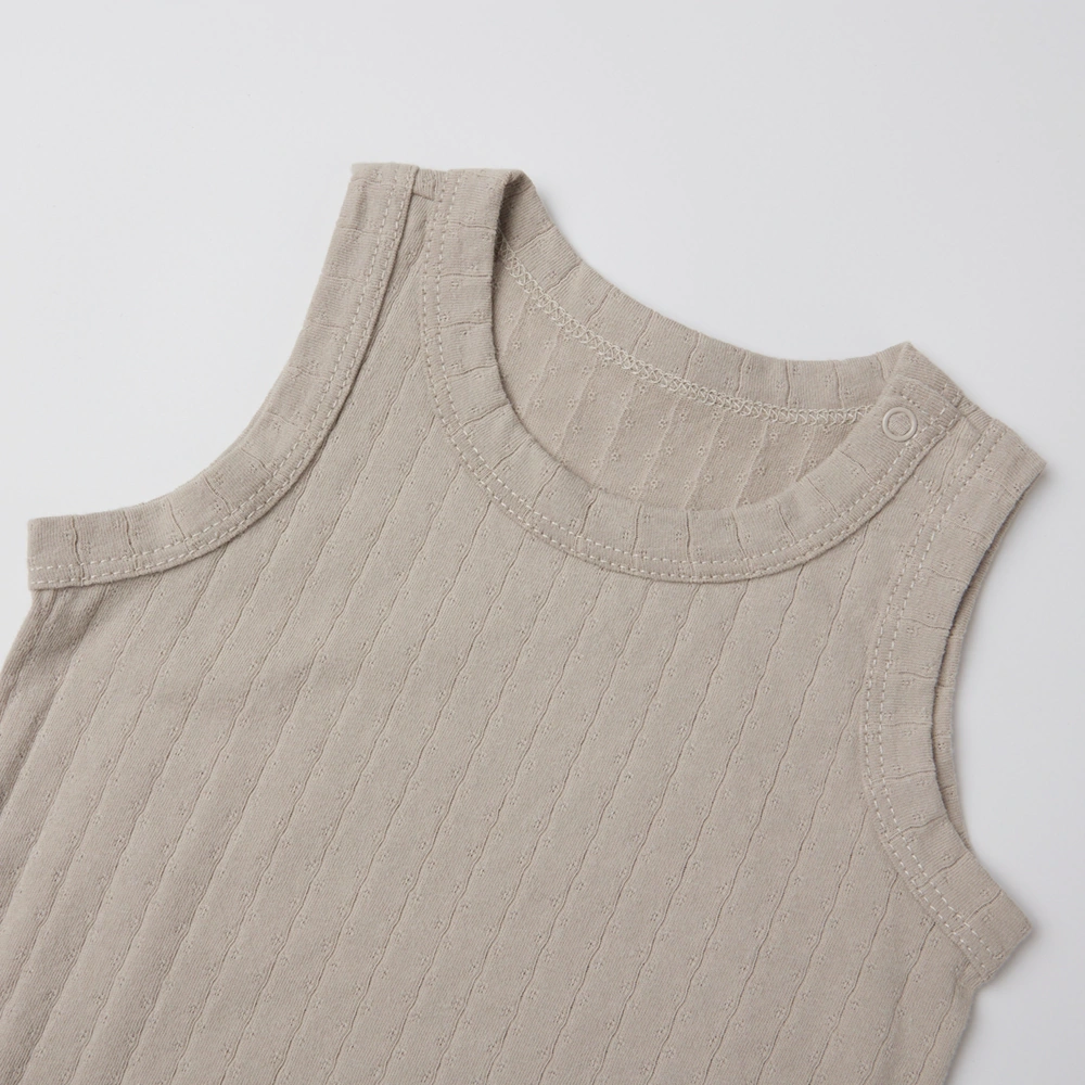 Pointelle sleeveless organic cotton baby bodysuit with plant-based dyes, eco-friendly design for infants 0-18 months