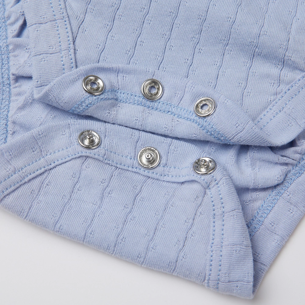 Pointelle sleeveless organic cotton baby bodysuit with plant-based dyes, eco-friendly design for infants 0-18 months