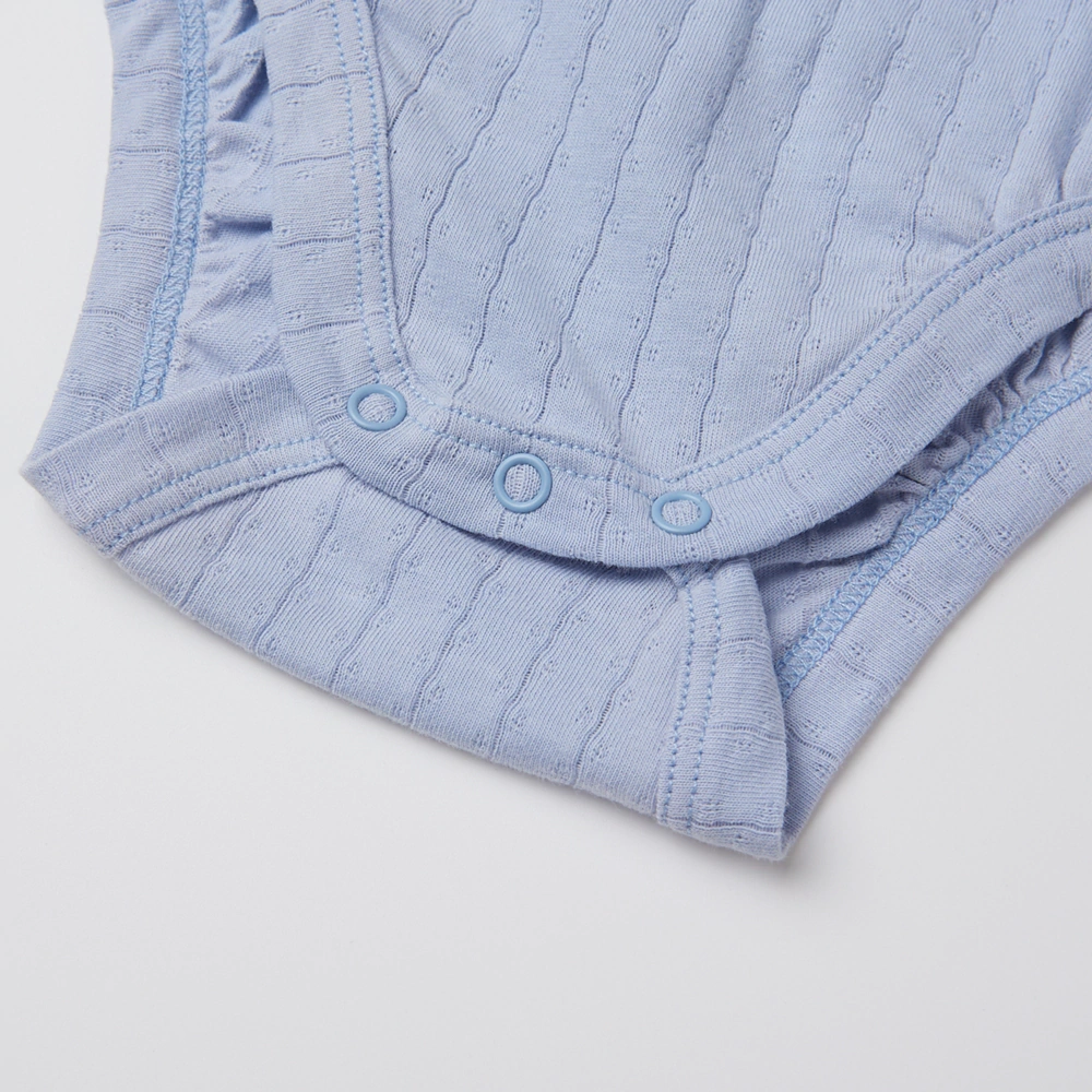 Pointelle sleeveless organic cotton baby bodysuit with plant-based dyes, eco-friendly design for infants 0-18 months