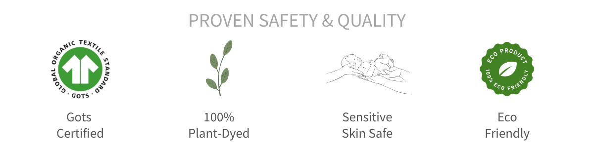 GOTS organic cotton and plant-dyed baby clothing safety certifications