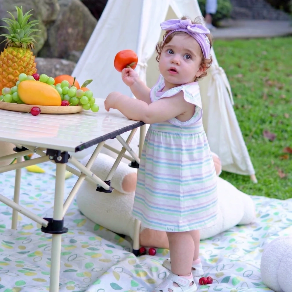 Baby Girl Ruffle-Sleeve Stripe Jersey Dress