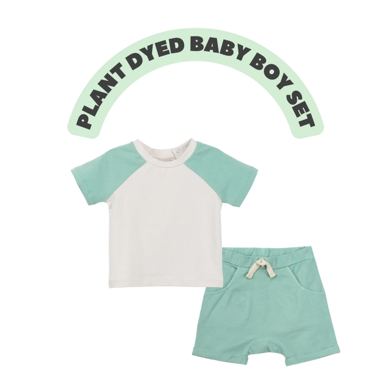 Plant Dyed Raglan Short Sleeve Tee + Knit Jogger Shorts Sets