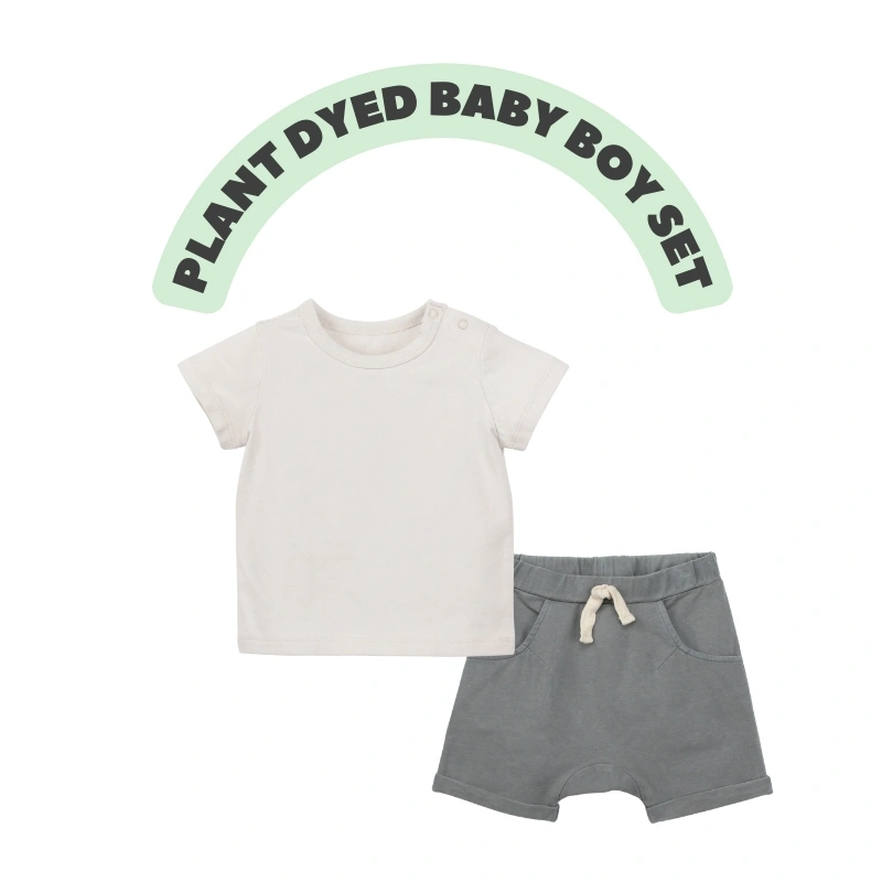 Plant Dyed Raglan Short Sleeve Tee + Knit Jogger Shorts Sets