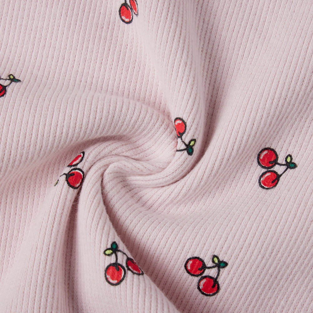 Organic cotton baby girl puff sleeves cherry print bodysuit plant-dyed eco apparel