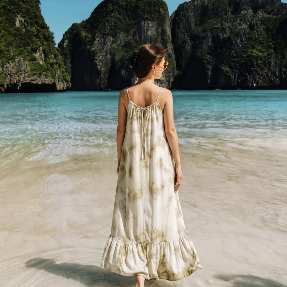 Senseng women's Boho Tie Dye Maxi Dress