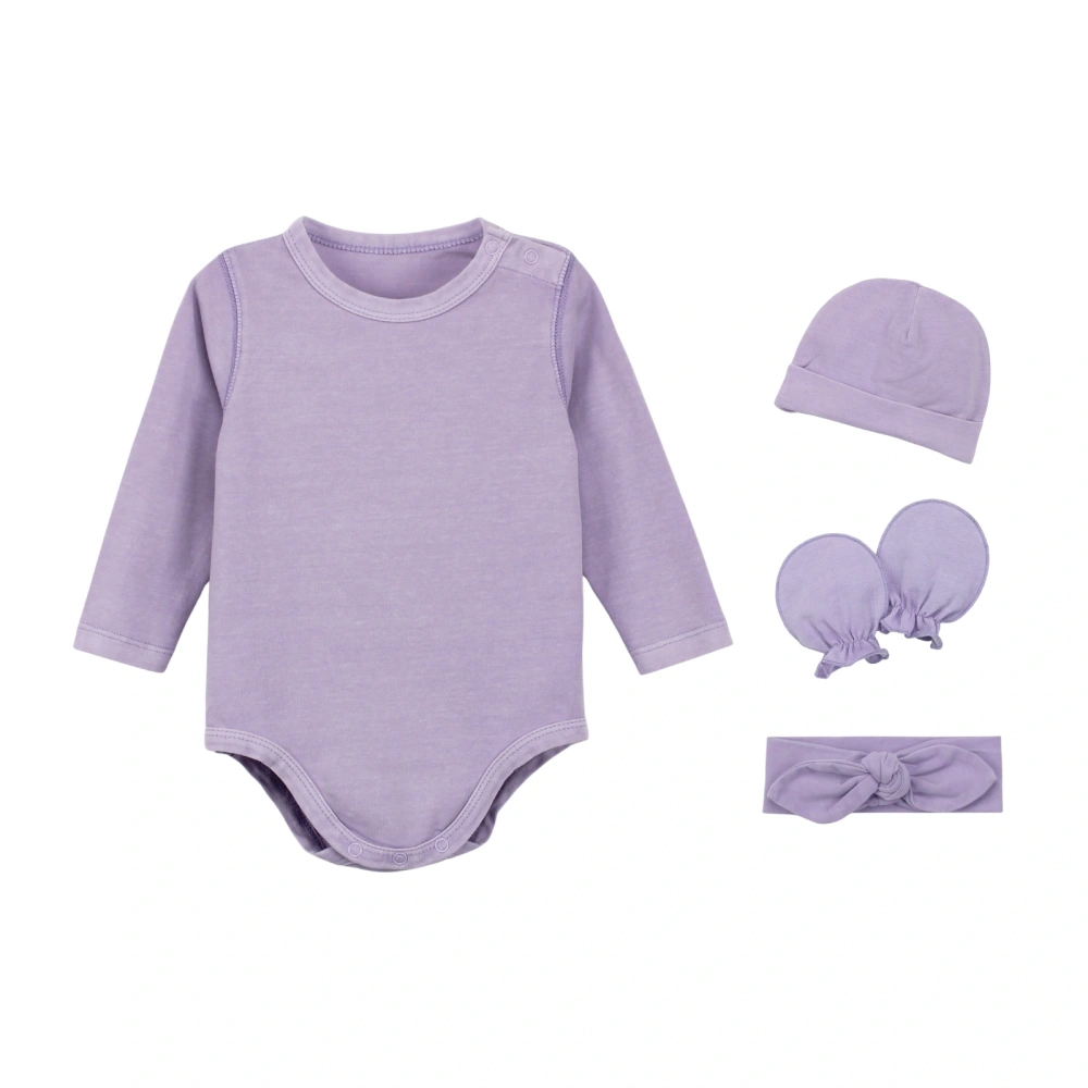 Organic Cotton Newborn Baby Girl 4pc Essential Gift Set (Long Sleeve Bodysuit, Beanie, Mittens & Bib)
