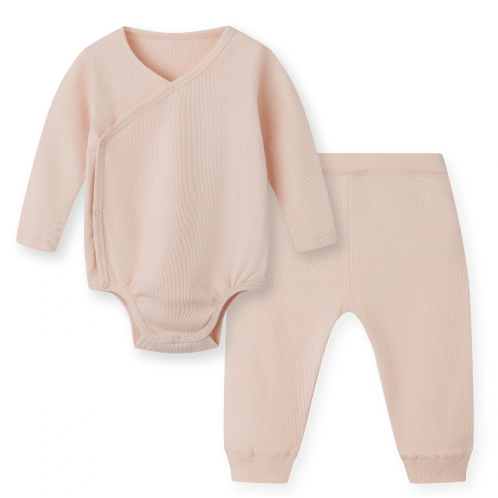 Baby Unisex Long Sleeve Kimono Bodysuit+Ribbed Legging Set