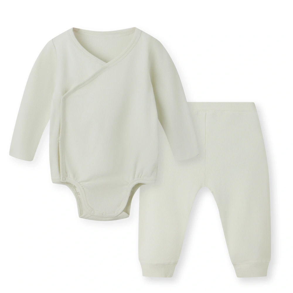Baby Unisex Long Sleeve Kimono Bodysuit+Ribbed Legging Set