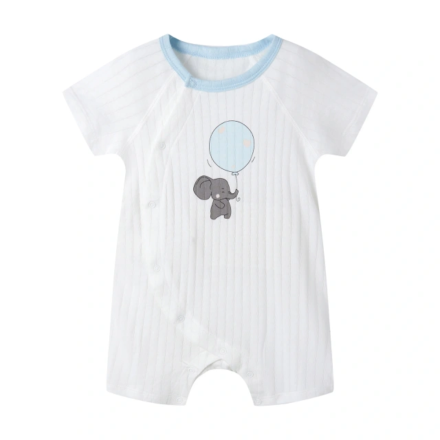 Plant-dyed organic cotton balloon animal baby romper