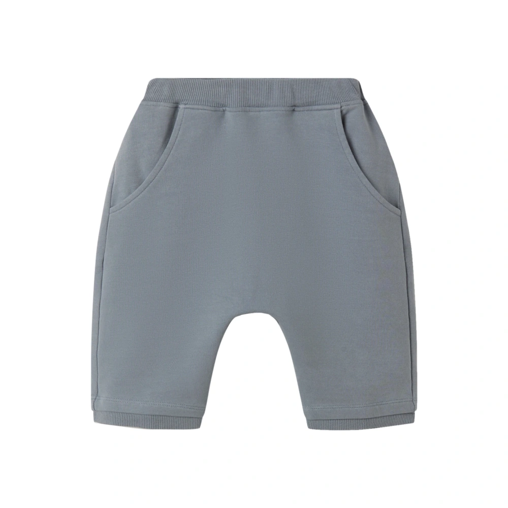 Organic-cotton French terry baby jogger shorts, plant-dyed, pull-on waistband