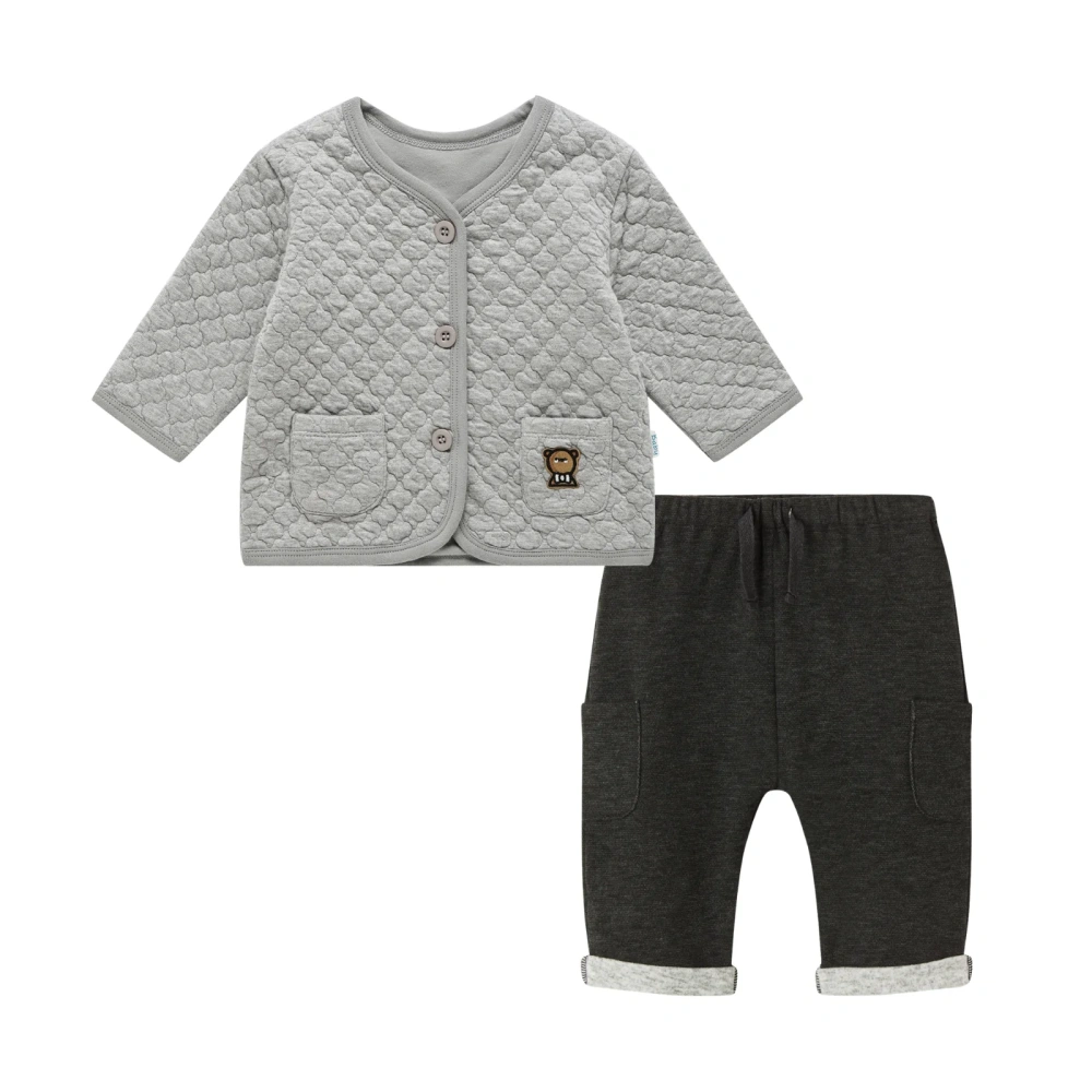 Baby Quilted Jacket & Brushed Fleece Pant Set - 2pc Newborn Outfits
