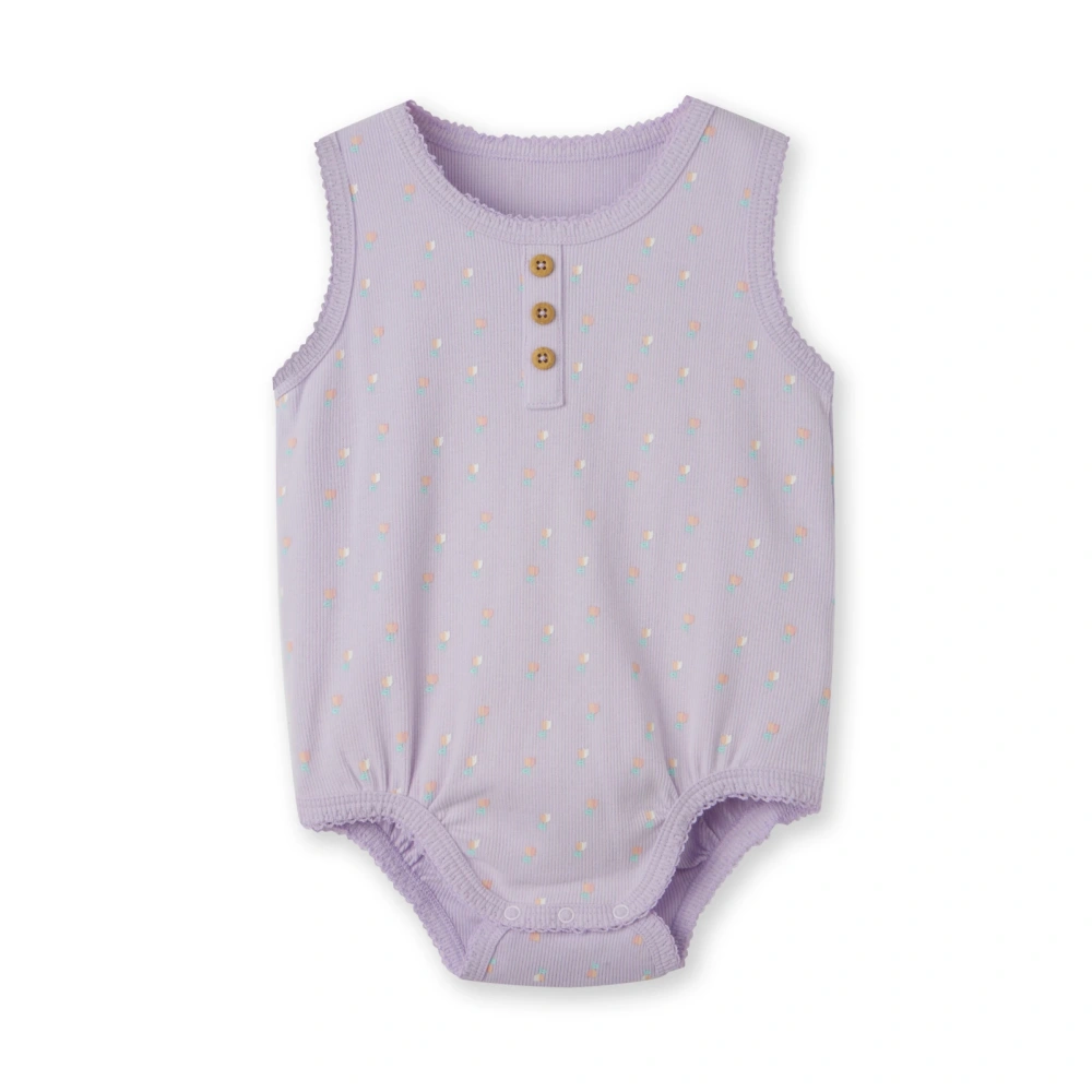 Senseng Baby Girl Sleeveless Organic Cotton Bodysuit