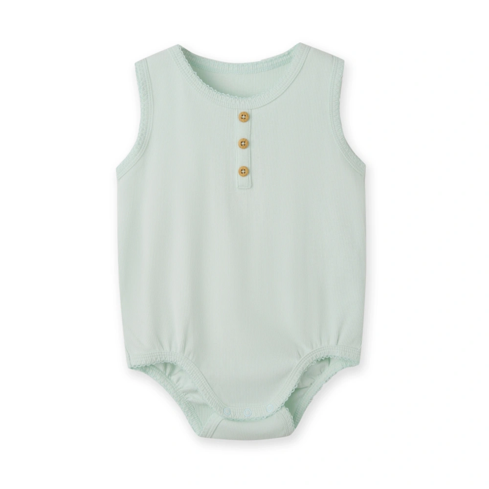 Senseng baby girl sleeveless bodysuit in plant-dyed organic cotton | Eco-friendly infant clothing
