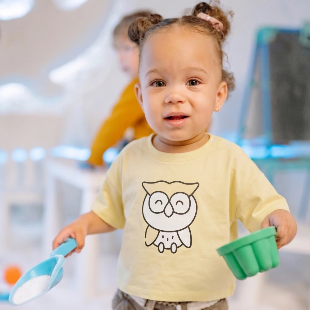Baby Owl Print Drop Shoulder Tee