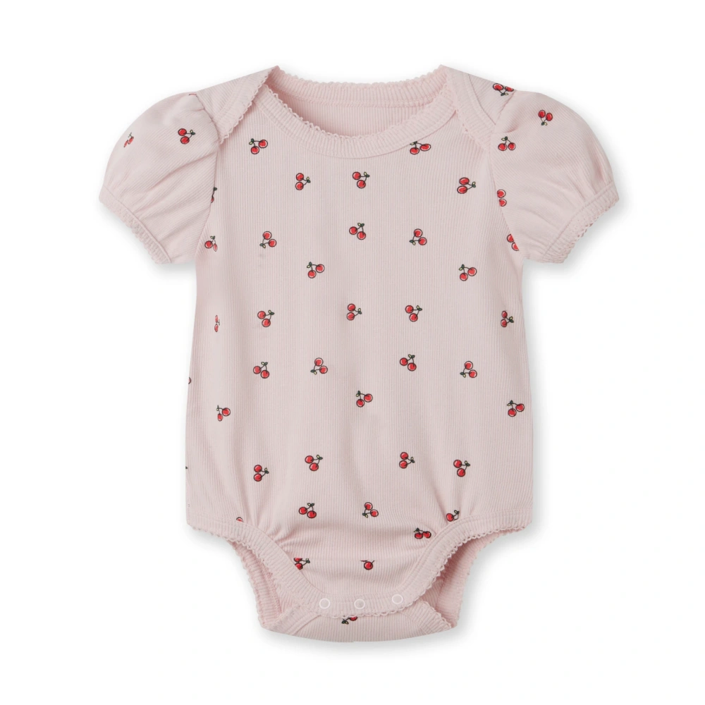 Baby Girl Puff Sleeves Cherry Print Onesie