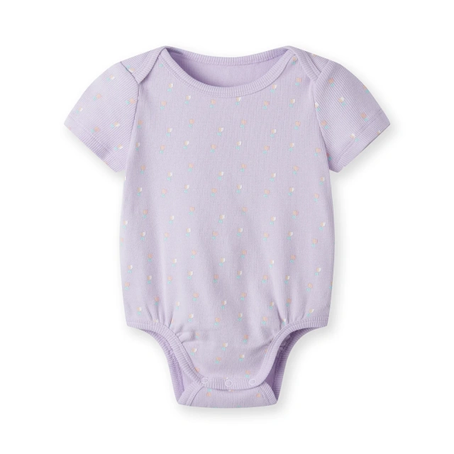 Plant-dyed organic cotton envelope-neck short sleeve baby bodysuit