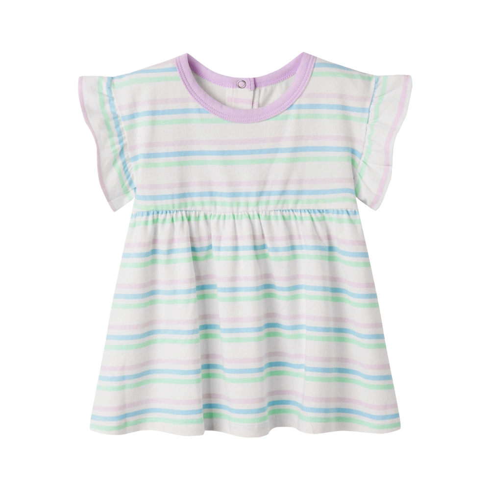 Baby Girl Ruffle-Sleeve Stripe Jersey Dress