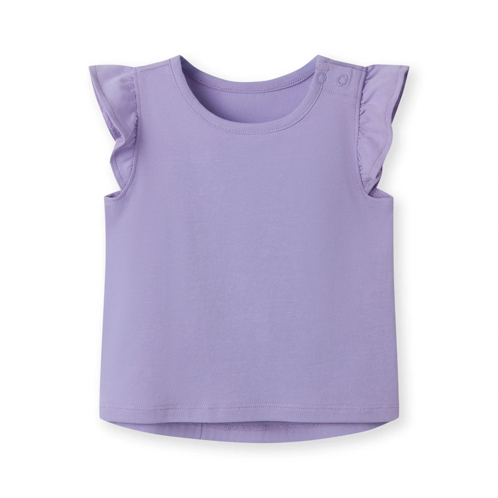 Baby Girl Plant-dyed Ruffle Short Sleeve Tee