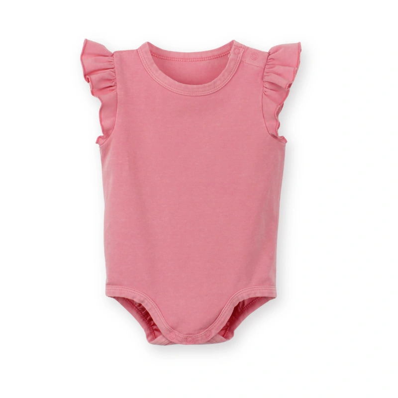 Organic Plant-Dyed Ruffle Sleeve Baby Bodysuit
